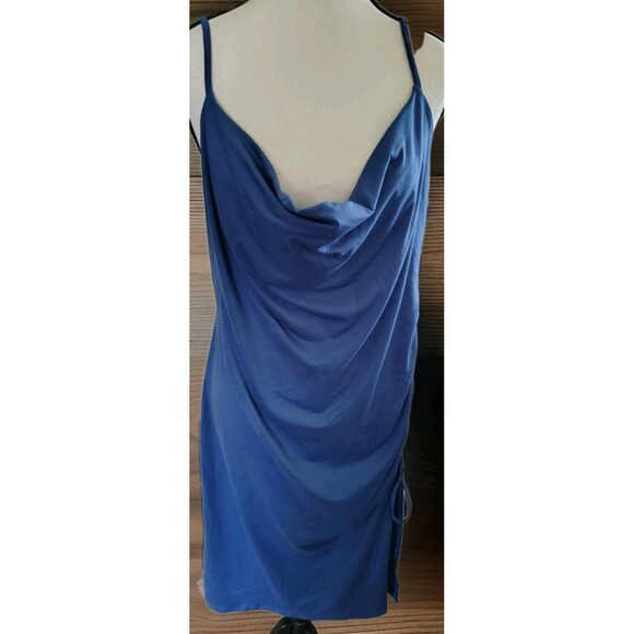 Shein Curve Dress Size 1XL Blue Sleeveless Scrunch Side - Picture 1 of 6